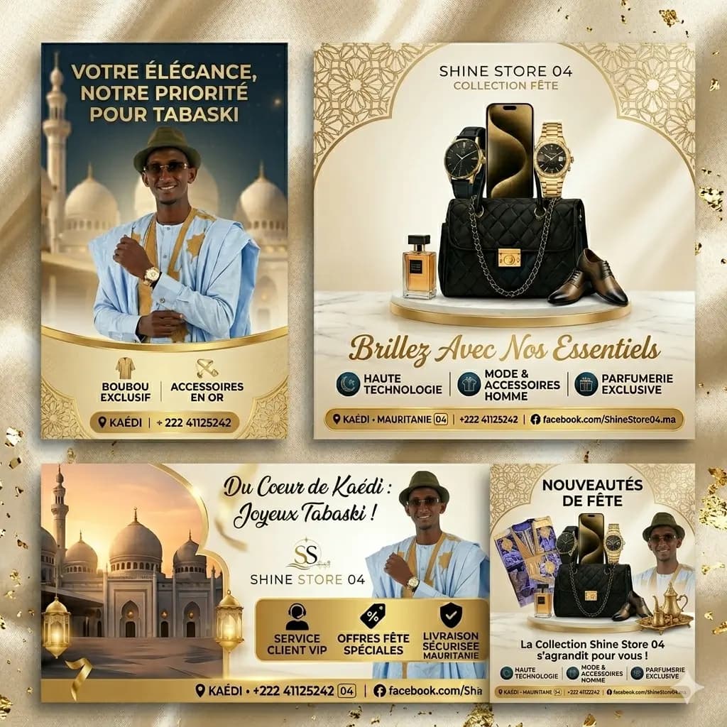 Série de visuels de fête « Brillez avec nos essentiels »